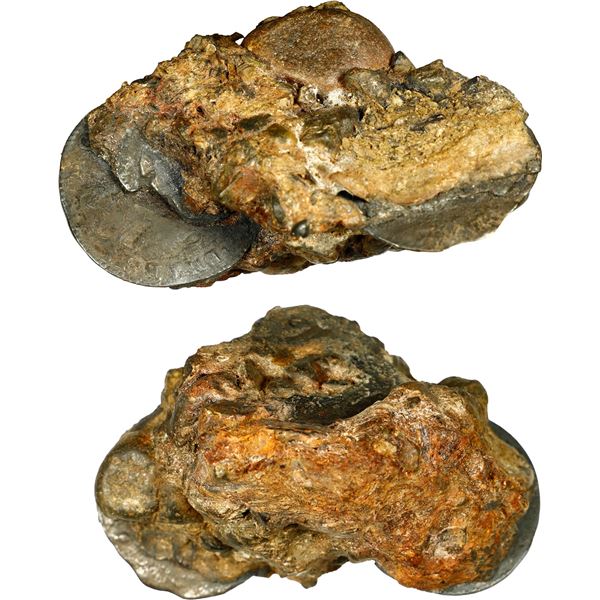 NETHERLANDS, mints uncertain, large clump containing three ducatoons (one Spanish Netherlands, the o