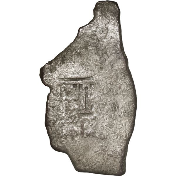 MEXICO, Mexico City, cob 8 reales, Charles II, assayer not visible, odd shape.