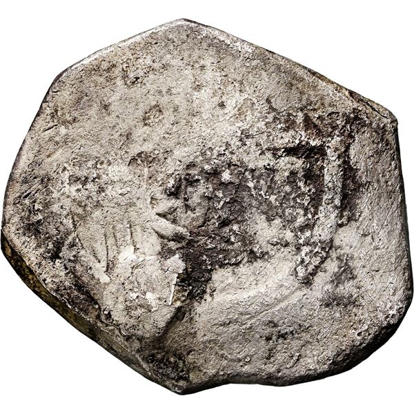MEXICO, Mexico City, cob 8 reales, Charles II, assayer not visible, plugged for use in the U.S. colo