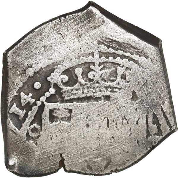 MEXICO, Mexico City, cob 8 reales, 1714 (J), new-style shield, old-style cross.