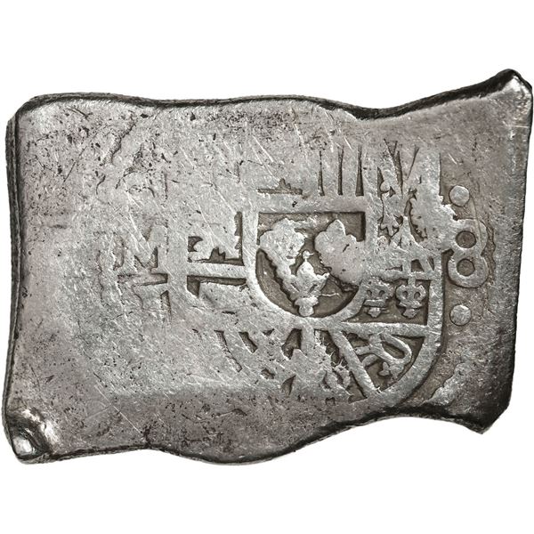 MEXICO, Mexico City, cob 8 reales, Philip V, assayer not visible (J), new-style shield, old-style cr