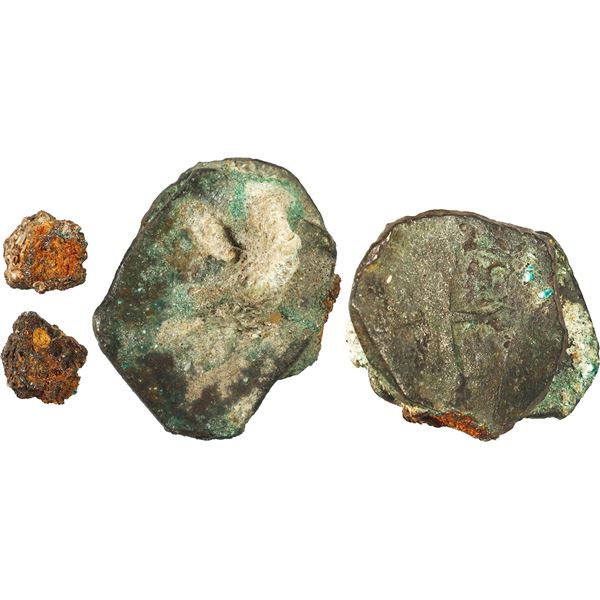 MEXICO, Mexico City, encrusted clump of two cob 8 reales, probably both Philip V, assayers not visib