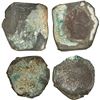 Image 1 : MEXICO, Mexico City, encrusted clump (separated) of two cob "greenies" (one 8 reales and one 4 reale