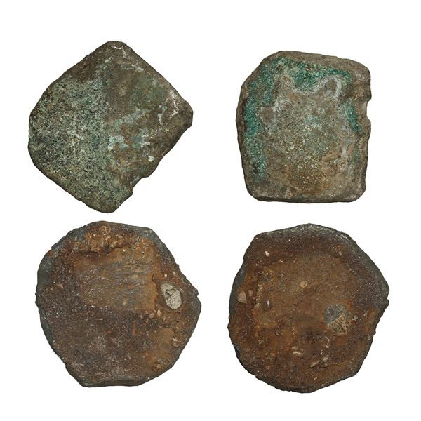 MEXICO, Mexico City, lot of two cob 4 reales "greenies," Philip V, ex-Bruce Ward.