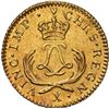 Image 2 : FRANCE, Amiens mint, gold 1 louis d'or Mirliton, Louis XV, 1723-X, NGC AU details / saltwater damage
