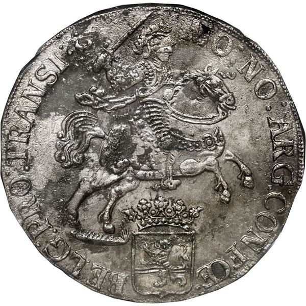 NETHERLANDS (United), Overijssel, "rider" ducatoon, 1734, NGC AU details / sea salvaged (Shipwreck B