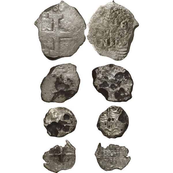 SPANISH COLONIAL, various mints, denomination set of four cobs (1, 2, 4, and 8 reales), dates and/or