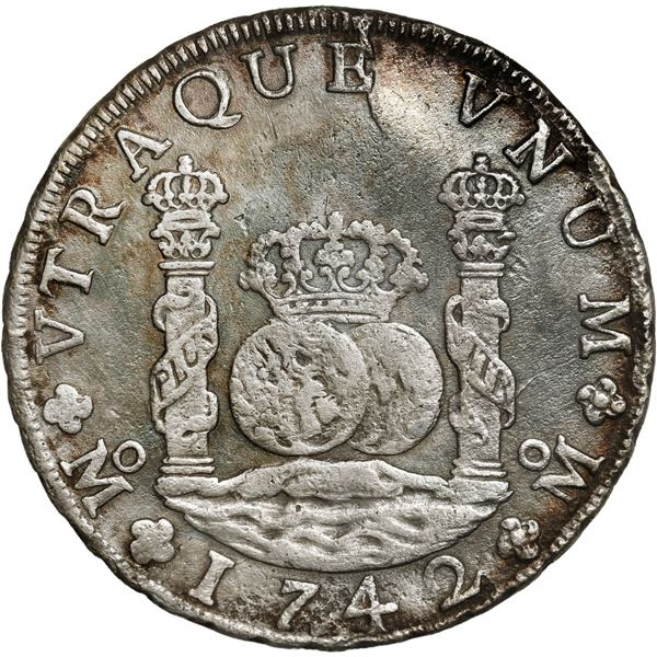 MEXICO, Mexico City, pillar 8 reales, Philip V, 1742 MF.