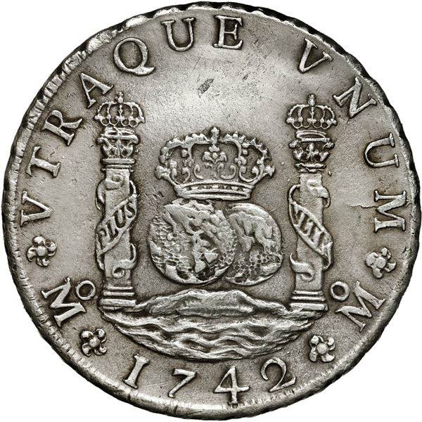 MEXICO, Mexico City, pillar 8 reales, Philip V, 1742 MF.