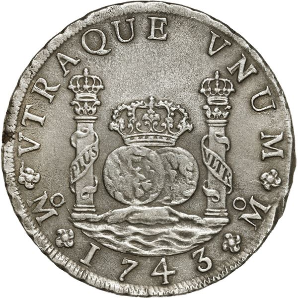 MEXICO, Mexico City, pillar 8 reales, Philip V, 1743 MF.