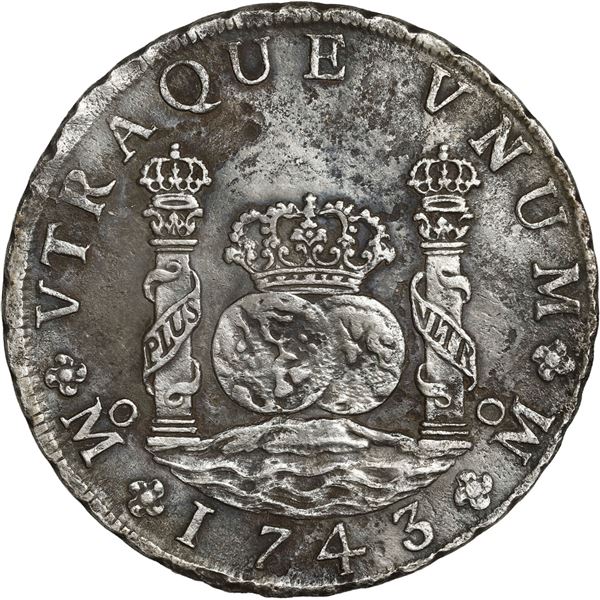 MEXICO, Mexico City, pillar 8 reales, Philip V, 1743 MF.