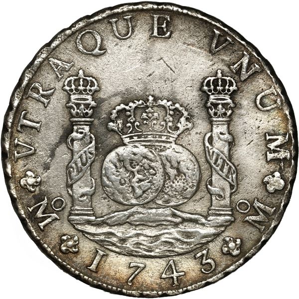 MEXICO, Mexico City, pillar 8 reales, Philip V, 1743 MF.