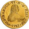 Image 1 : CHILE, Santiago, gold bust 8 escudos, Ferdinand VI, 1751 J, NGC UNC details / saltwater damage (Ship