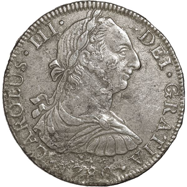 MEXICO, Mexico City, bust 8 reales, Charles III, 1780 FF.