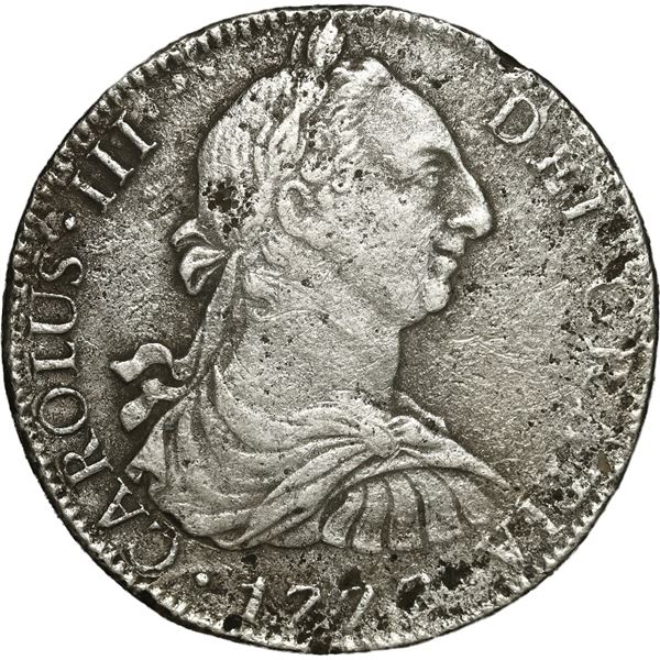 MEXICO, Mexico City, bust 8 reales, Charles III, 1777 FM.