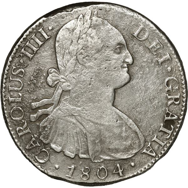 MEXICO, Mexico City, bust 8 reales, Charles IV, 1804 TH.