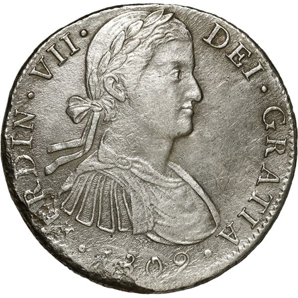 MEXICO, Mexico City, bust 8 reales, Ferdinand VII transitional ("armored" bust), 1809 TH.