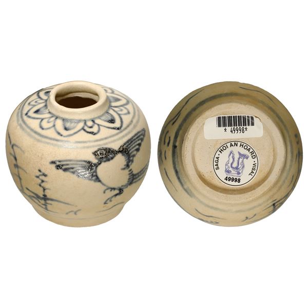 Chinese blue-on-white porcelain jarlet, ex-Hoi An Hoard (late 1400s).