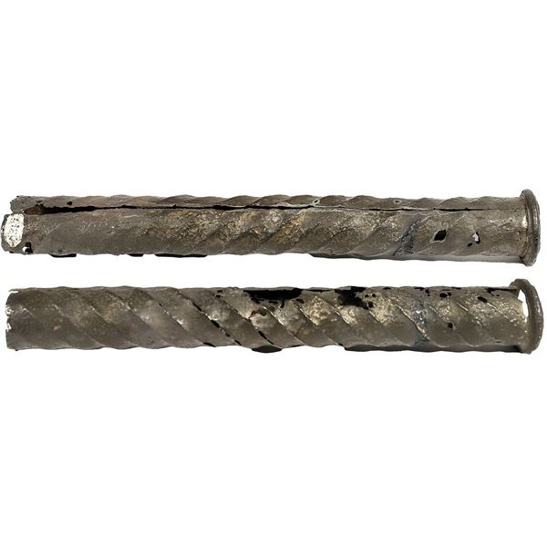 Pair of silver columns presumably for holding candles, ex-Atocha (1622).