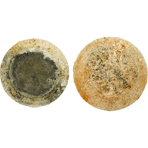 Intact pewter plate, encrusted as found, ex-1733 Fleet.
