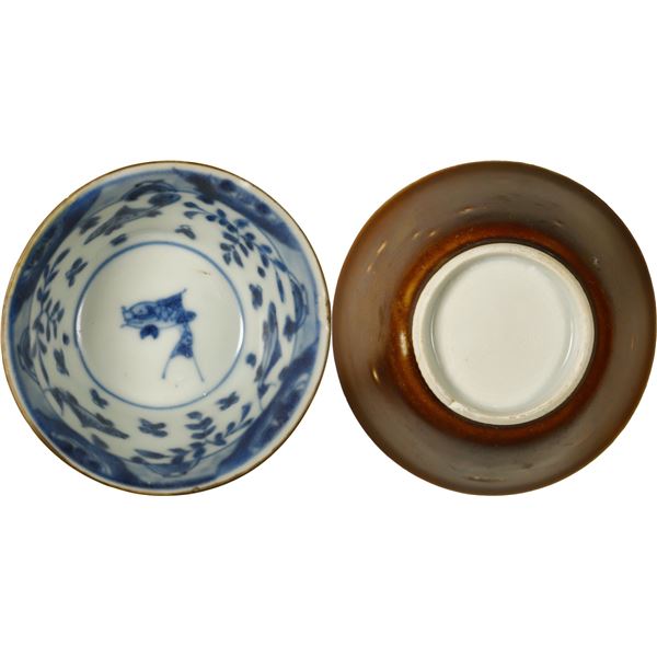 Chinese blue-on-white porcelain teacup, Kangxi period, ex-"Ca Mau wreck" (ca. 1723-35).