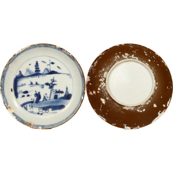 Chinese blue-on-white porcelain saucer, Kangxi period, ex-"Ca Mau wreck" (ca. 1723-35).