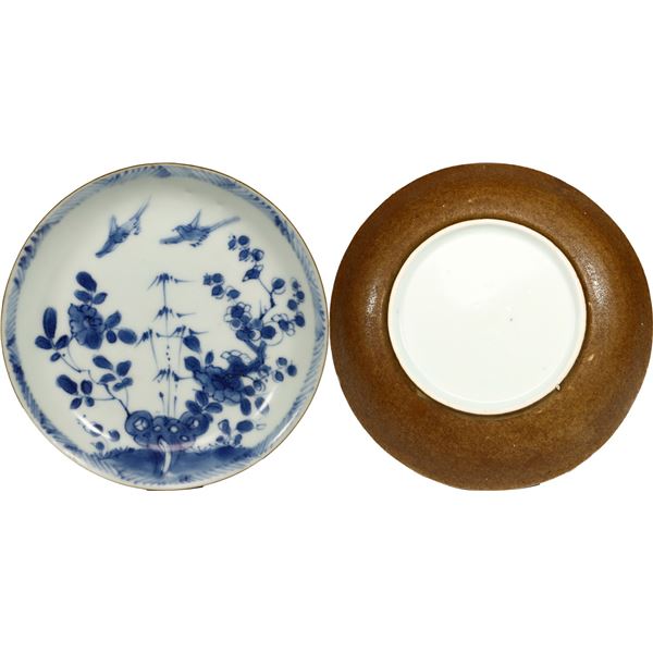 Chinese blue-on-white porcelain saucer, Kangxi period, ex-"Ca Mau wreck" (ca. 1723-35).
