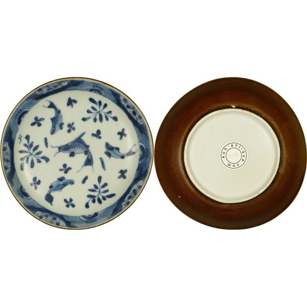 Chinese blue-on-white porcelain saucer, Kangxi period, ex-"Ca Mau wreck" (ca. 1723-35).
