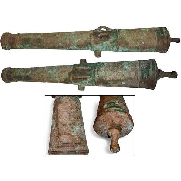 Large (9') Spanish bronze naval cannon, ex-Spanish Armada (1588).