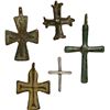 Image 1 : Lot of five small Byzantine crosses (four copper and one silver), ca. 7th to 11th centuries AD.