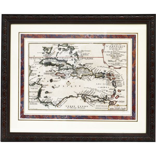 French copperplate-engraved map of the Caribbean entitled "Les Isles de l'Amérique Connues Sous le N