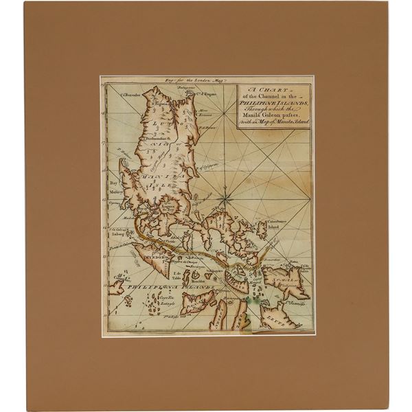 British map of the Manila Galleon passage by George Anson entitled "A Chart of the Channel in the Ph