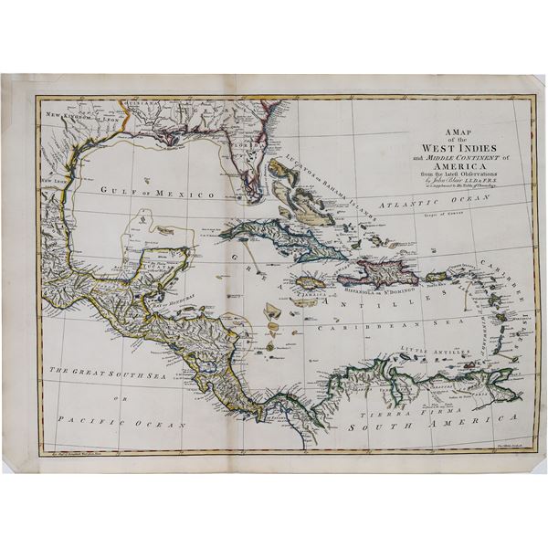 Large British map of the West Indies, 1768, by John Blair, engraved by Thomas Kitchin.