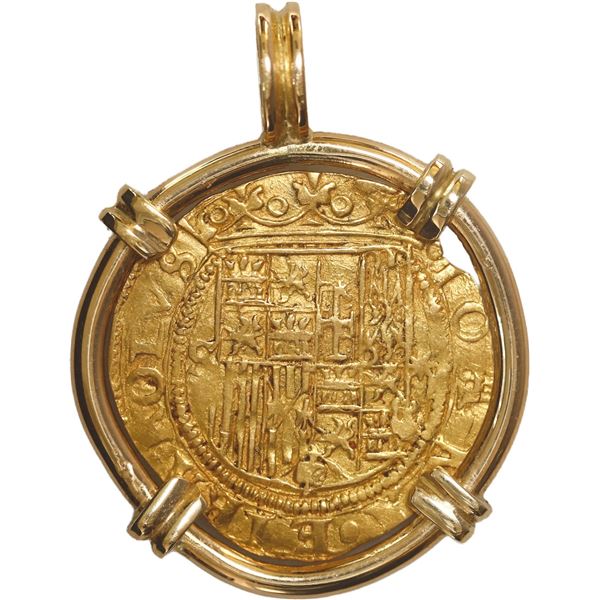 SPAIN, Seville, gold 1 escudo, Charles-Joanna, assayer * to right, mintmark S to left, mounted cross