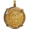 Image 2 : SPAIN, Seville, gold 1 escudo, Charles-Joanna, assayer * to right, mintmark S to left, mounted cross
