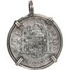 Image 2 : MEXICO, Mexico City, bust 2 reales, Charles III, 1783 FF, ex-Cazador (1784), mounted in silver penda