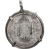 Image 2 : MEXICO, Mexico City, bust 2 reales, Charles III, 1783 FF, ex-Cazador (1784), mounted in silver penda