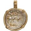 Image 2 : ANCIENT ROMAN, Roman Republic, AR denarius, Anonymous, after 211 BC, mounted in 14K gold bezel with