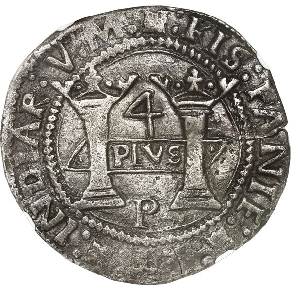 MEXICO, Mexico City, 4 reales, Charles-Joanna, "Early Series," assayer P at bottom between pillars, 