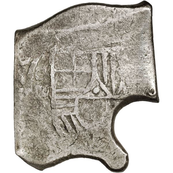 MEXICO, Mexico City, cob 8 reales, 1678 L, squarish shape with curved protrusion, very rare.