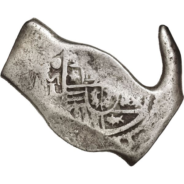 MEXICO, Mexico City, cob 8 reales, Charles II, assayer L, narrow barrel shape with long "horn" protr