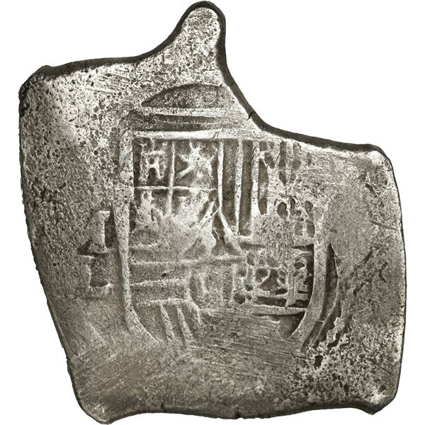 MEXICO, Mexico City, cob 8 reales, Charles II, assayer L, odd squarish shape with protrusion, ex-Joa