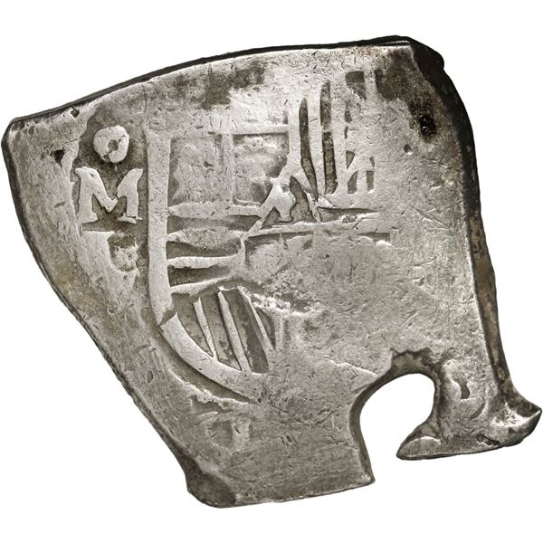 MEXICO, Mexico City, cob 8 reales, Charles II, assayer L, squarish shape with bubble-hole in edge.