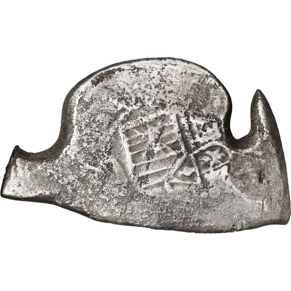MEXICO, Mexico City, cob 8 reales, Charles II, assayer not visible, very odd shape, ex-1715 Fleet, e