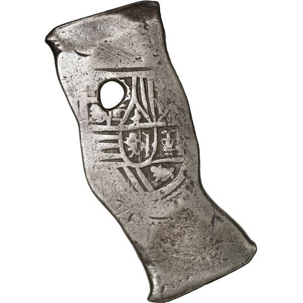 MEXICO, Mexico City, cob 8 reales, Charles II, assayer not visible, long rectangular shape with smal