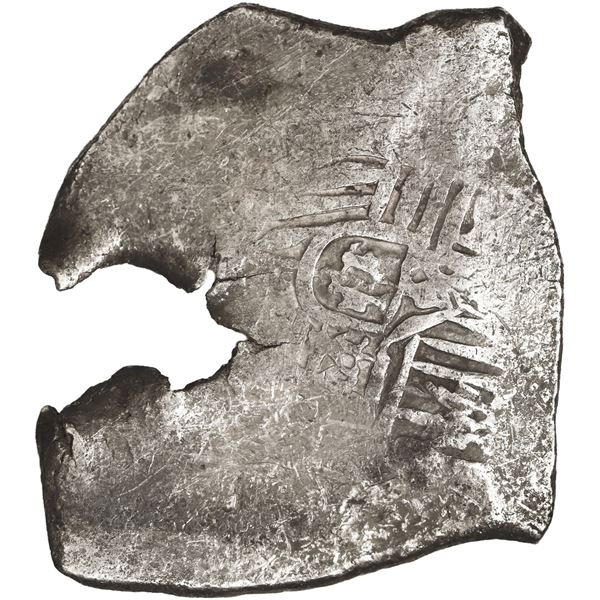 MEXICO, Mexico City, cob 8 reales, Charles II, assayer not visible, odd shape due to natural bubble-