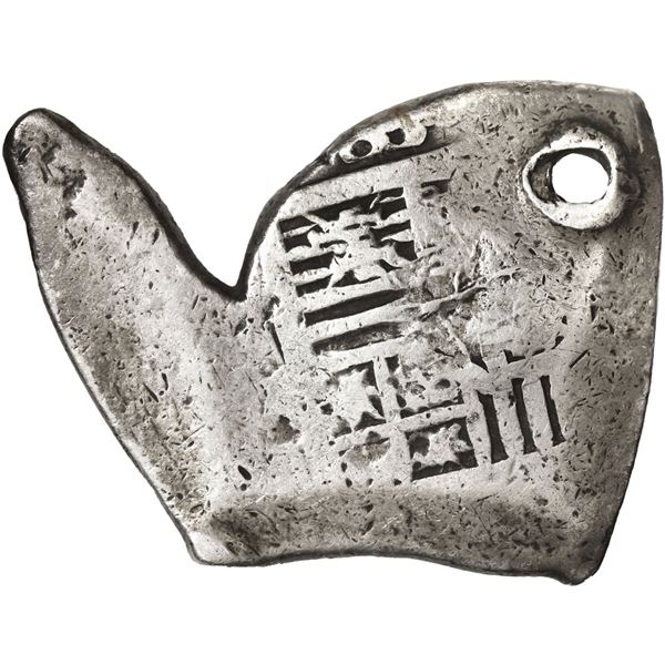MEXICO, Mexico City, cob 8 reales, Charles II, assayer not visible, odd squarish shape with long, th