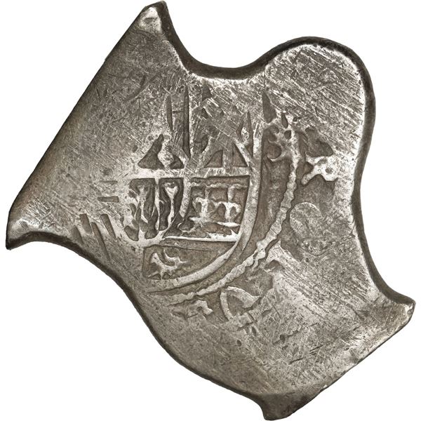 MEXICO, Mexico City, cob 8 reales, Charles II, assayer not visible, strange shape with oddly curved 