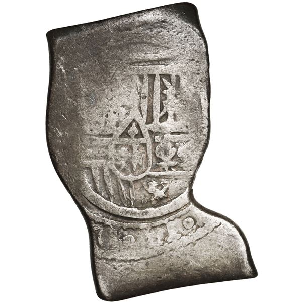 MEXICO, Mexico City, cob 8 reales, Charles II, assayer not visible, oddly curved urn shape.