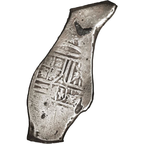 MEXICO, Mexico City, cob 8 reales, Charles II, assayer not visible, long, narrow shape with curved s